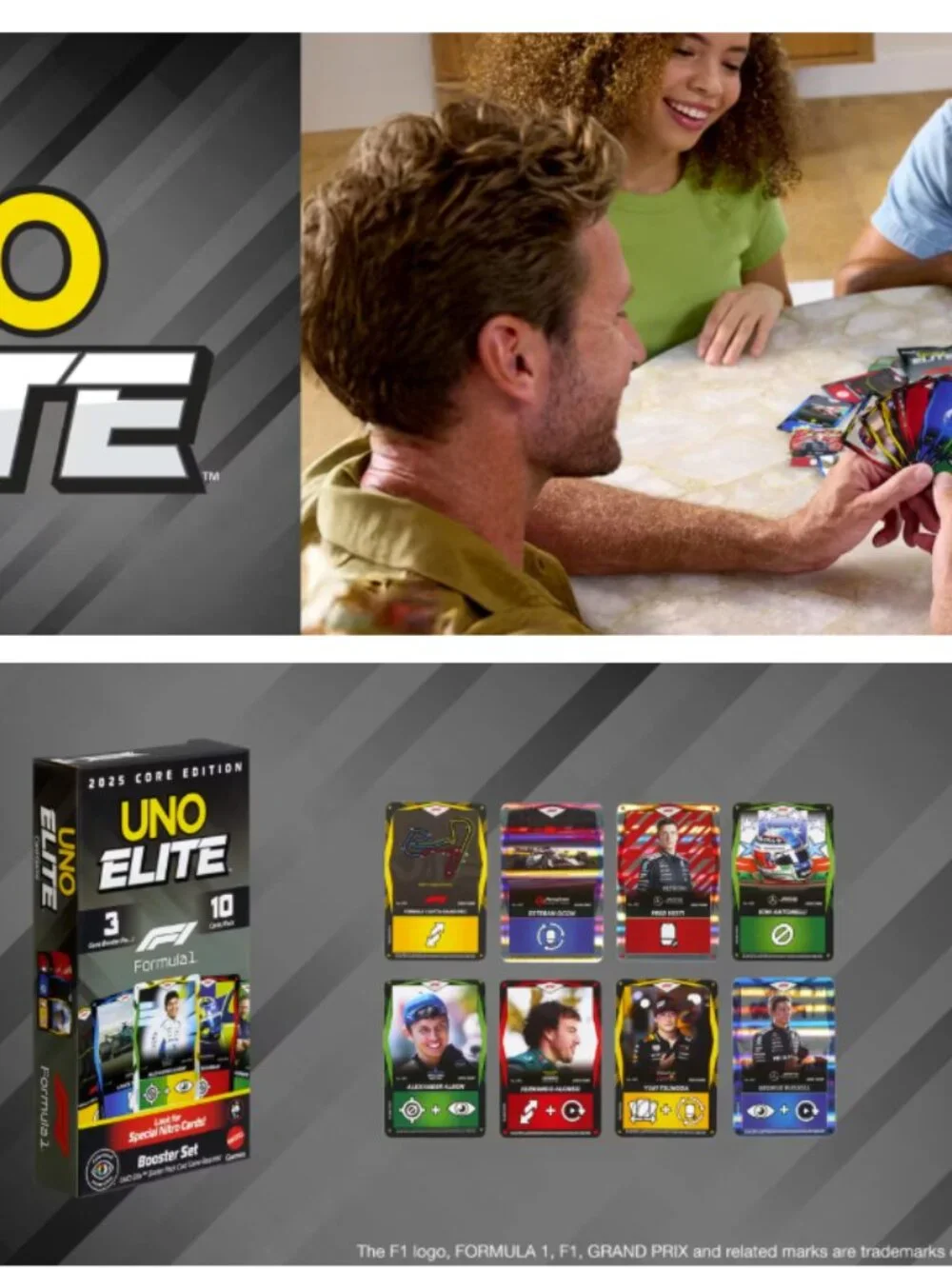 UNO Elite Formula 1 2025 Core Edition Booster Set — 30 Elite Action Cards